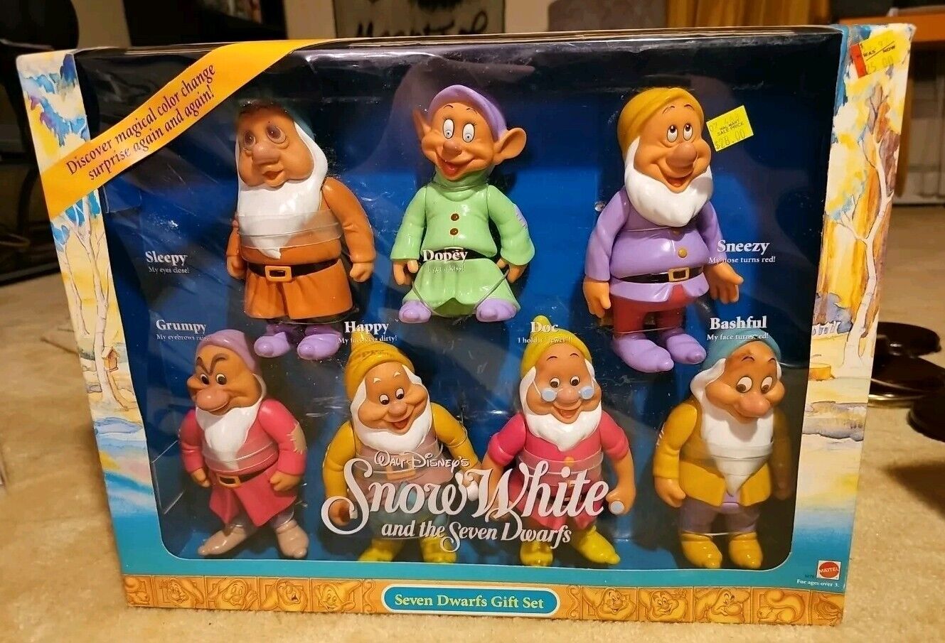 Vtg1992 Mattel Snow White & Seven Dwarfs Color Changing Gift Set #5278 NRFB