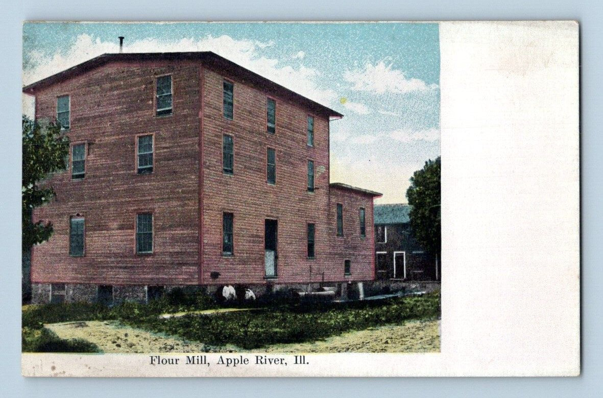 1907. APPLE RIVER, ILL. FLOUR MILL. POSTCARD EE19