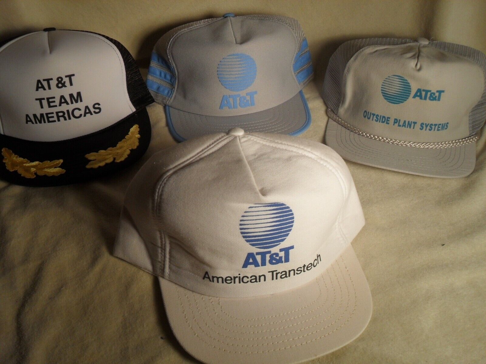 AT&T Caps - 4 - From '90's - Old But New Salesman Over-Run Samples