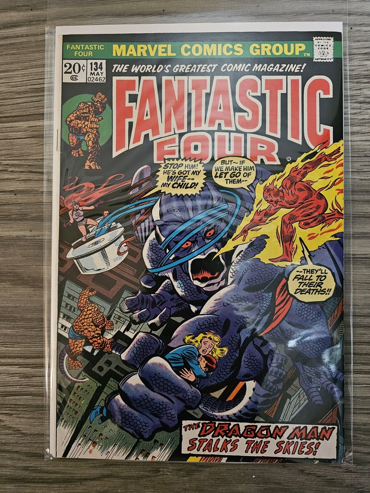 Fantastic Four #134 Dragon Man Appearance Bronze Age Marvel Comics 1973 NM