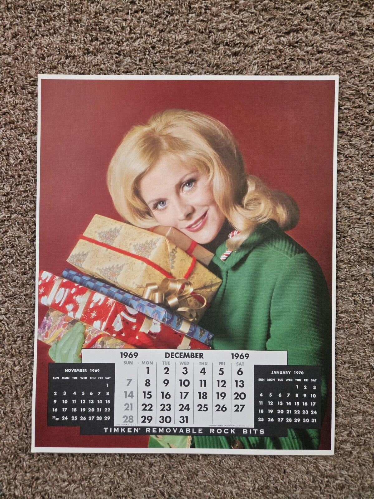 Vintage Timken Calendar December  1969