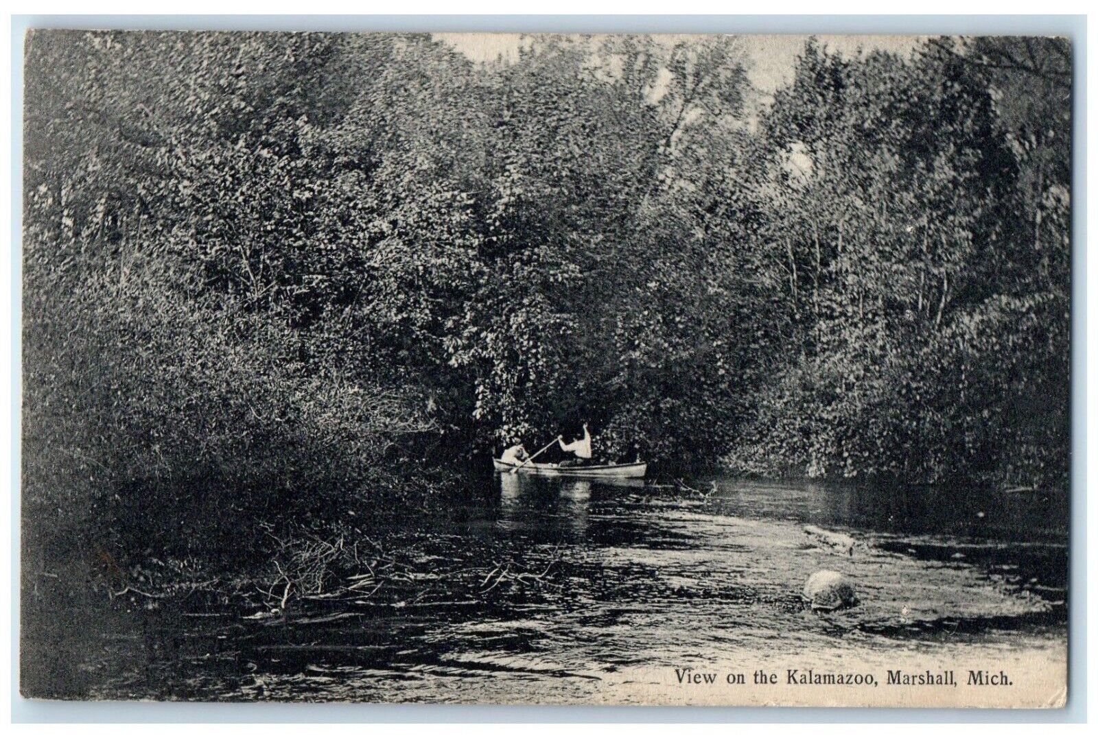 1912 View On The Kalamazoo Boat Marshall Michigan MI Posted Antique Postcard