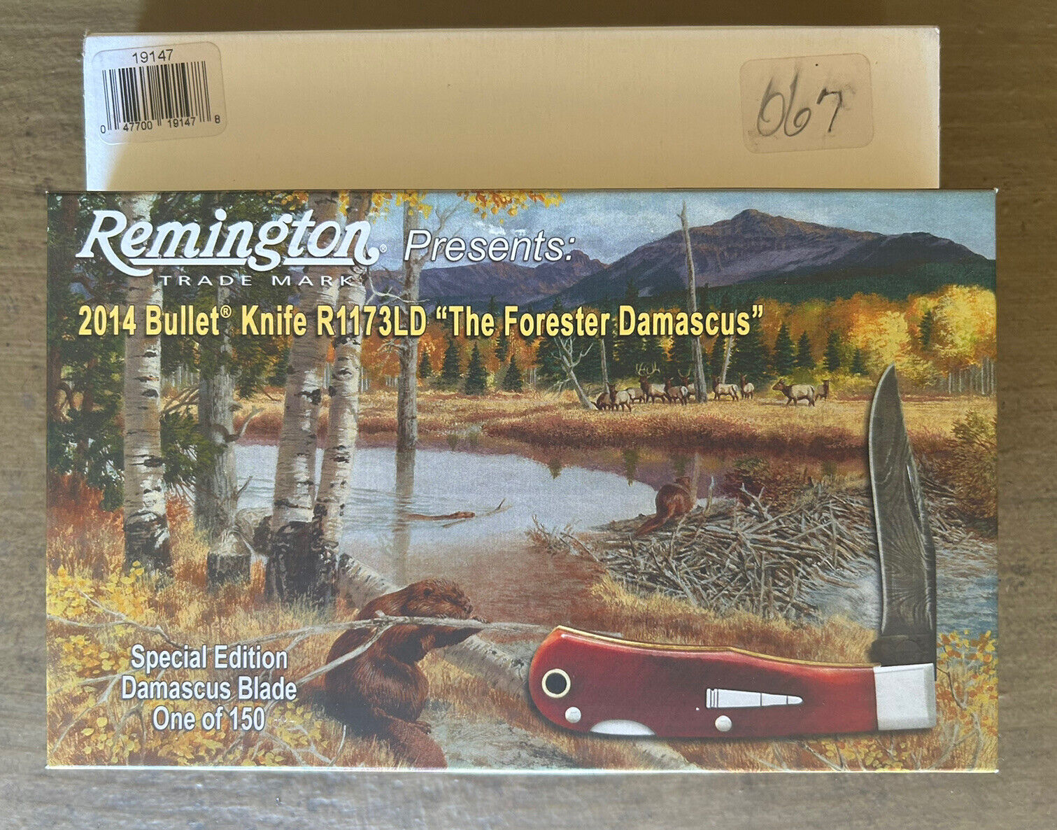 REMINGTON 2014 BULLET FORESTER DAMASCUS  FOLDING KNIFE R1173LD /150 NEW IN BOX