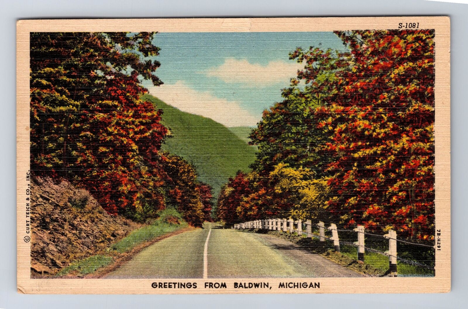 Baldwin MI-Michigan, General Greetings Road, Antique, Vintage c1952 Postcard