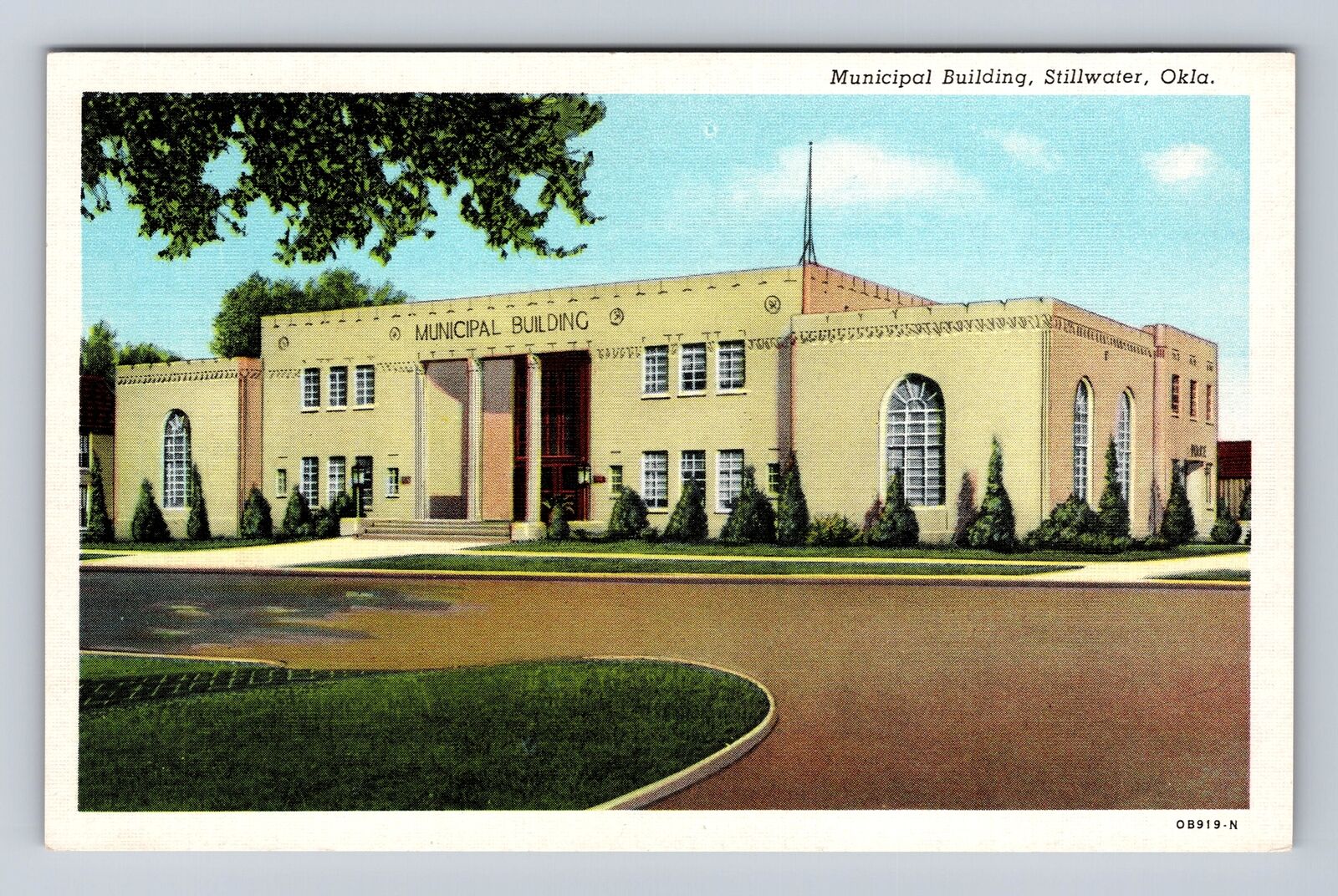 Stillwater OK-Oklahoma, Municipal Building, Antique Vintage Souvenir Postcard
