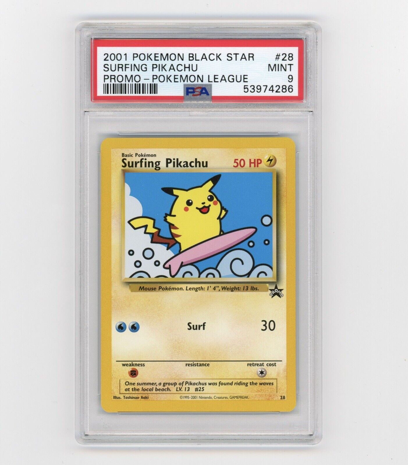 Surfing Pikachu 28 Black Star Promo PSA 9 Mint Pokemon Card