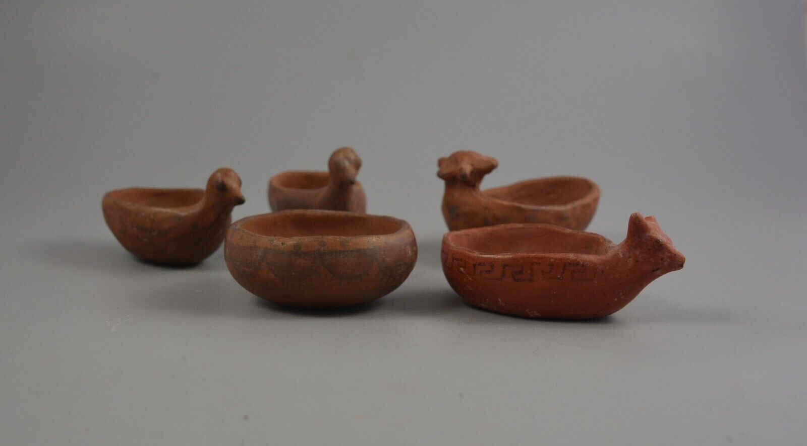 Old Maricopa Pima Indian Small Effigy Pots and Bowl - Collection of 5