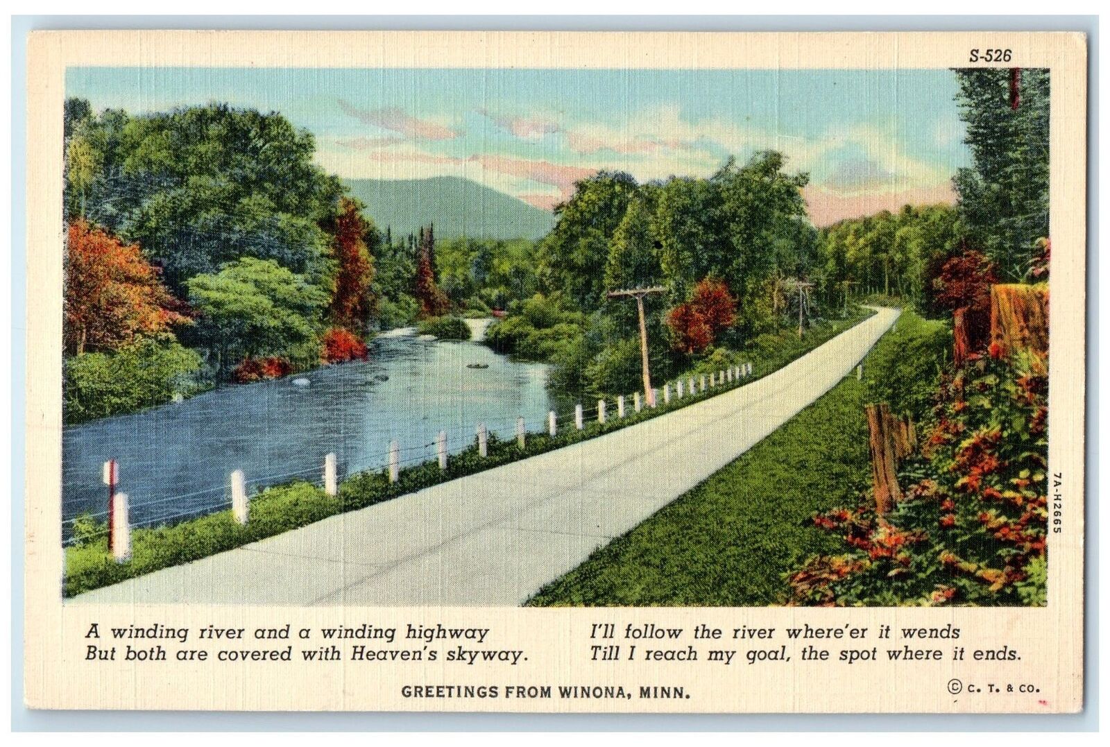 c1940's Greetings From Winona Road River Minnesota MN Correspondence Postcard