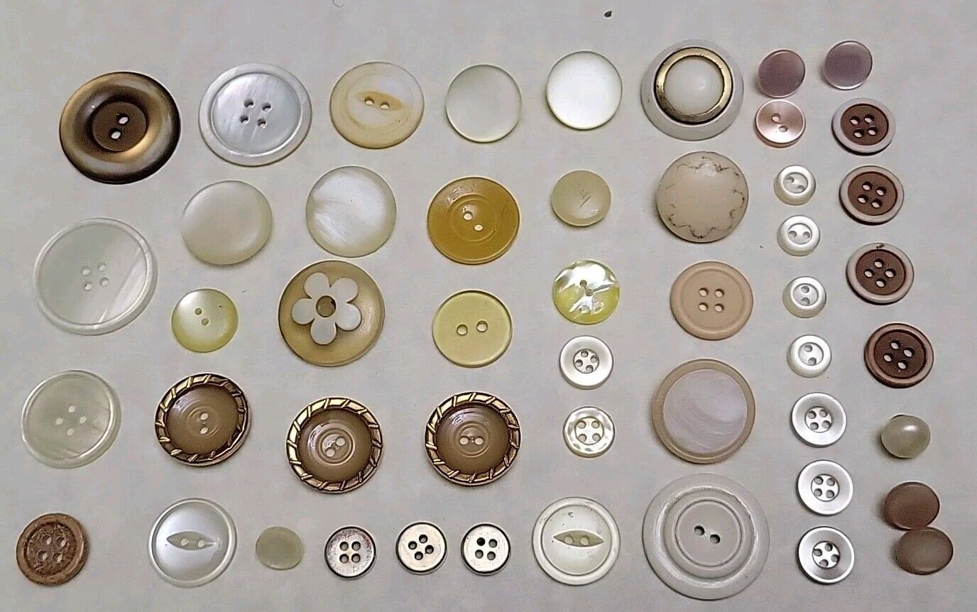 Vintage Lot of Yellow, Cream, Beige Buttons.