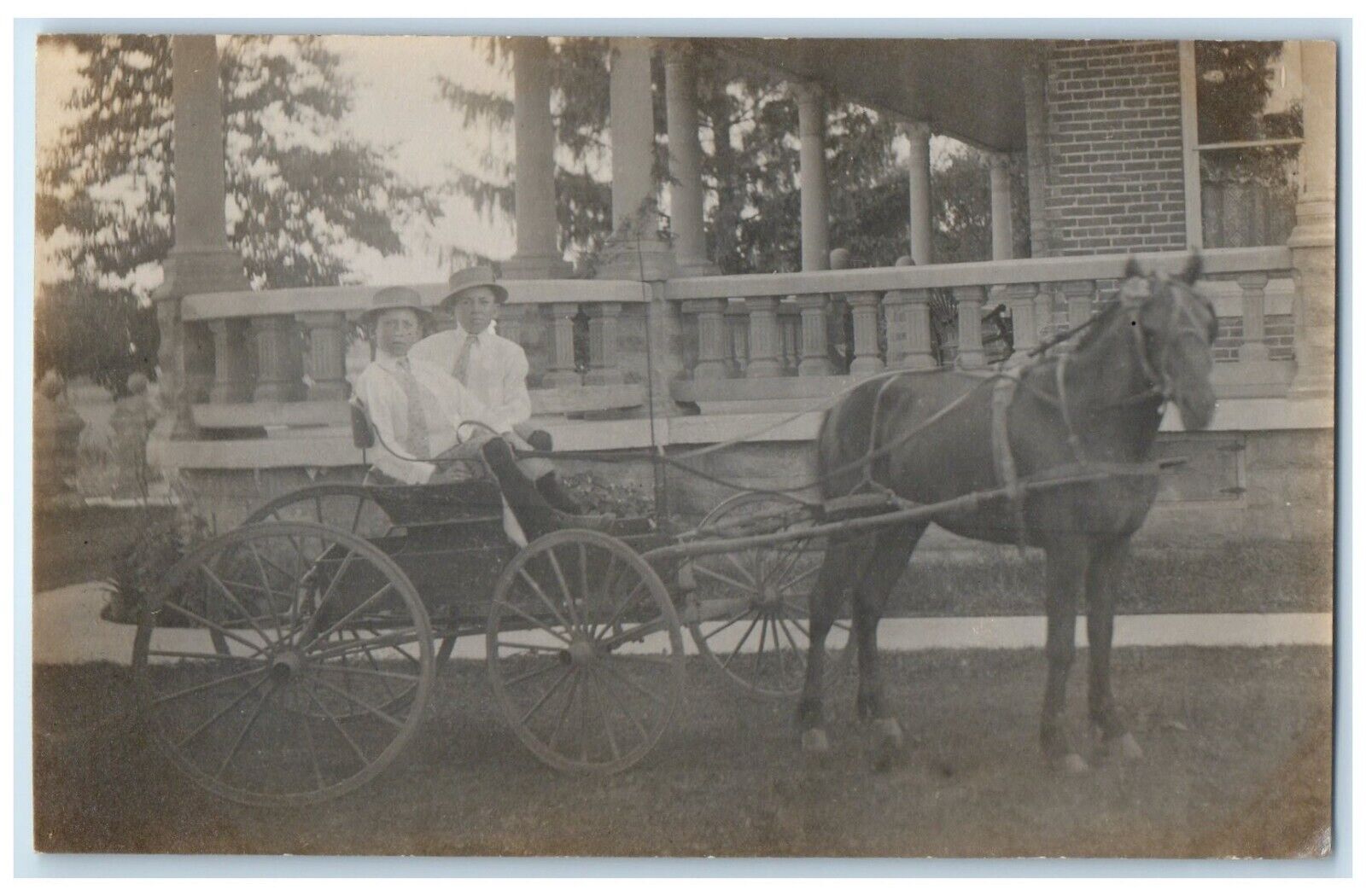 c1910's Small Pony Birthday Party Wagon RPPC Photo Unposted Antique Postcard