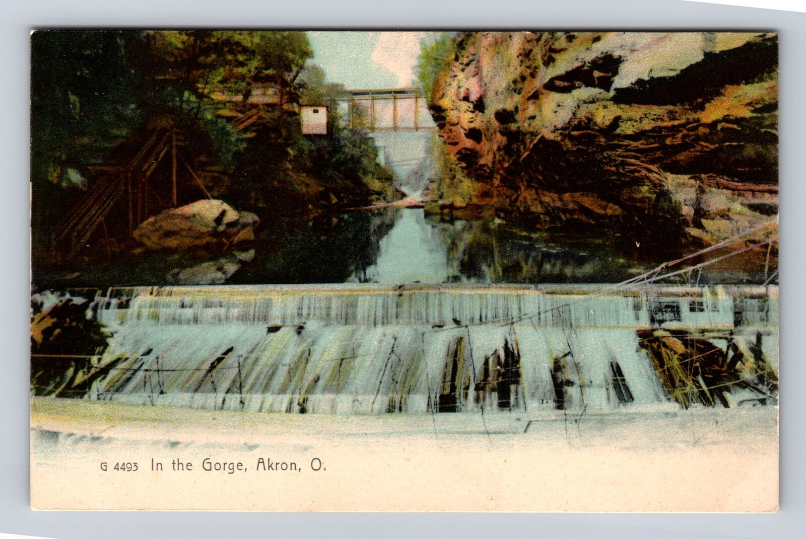 Akron OH-Ohio, Fall in the Gorge, Antique Vintage Souvenir Postcard
