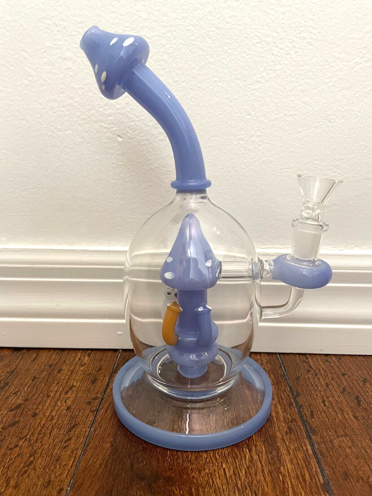 9” Premium Glass Water Pipe Mushroom Disco Perc Berry Blue 14mm