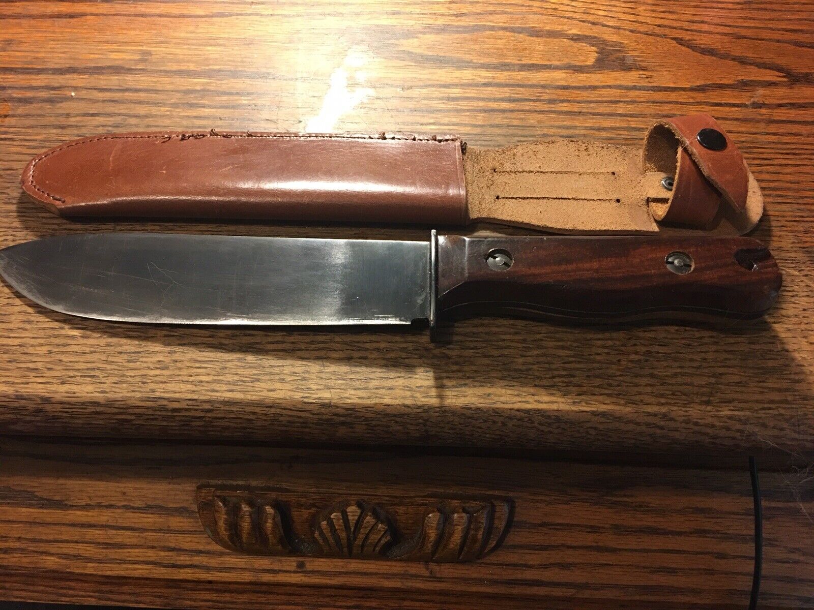 British WWII RAF and Modified Survival Knife with Leather Sheath
