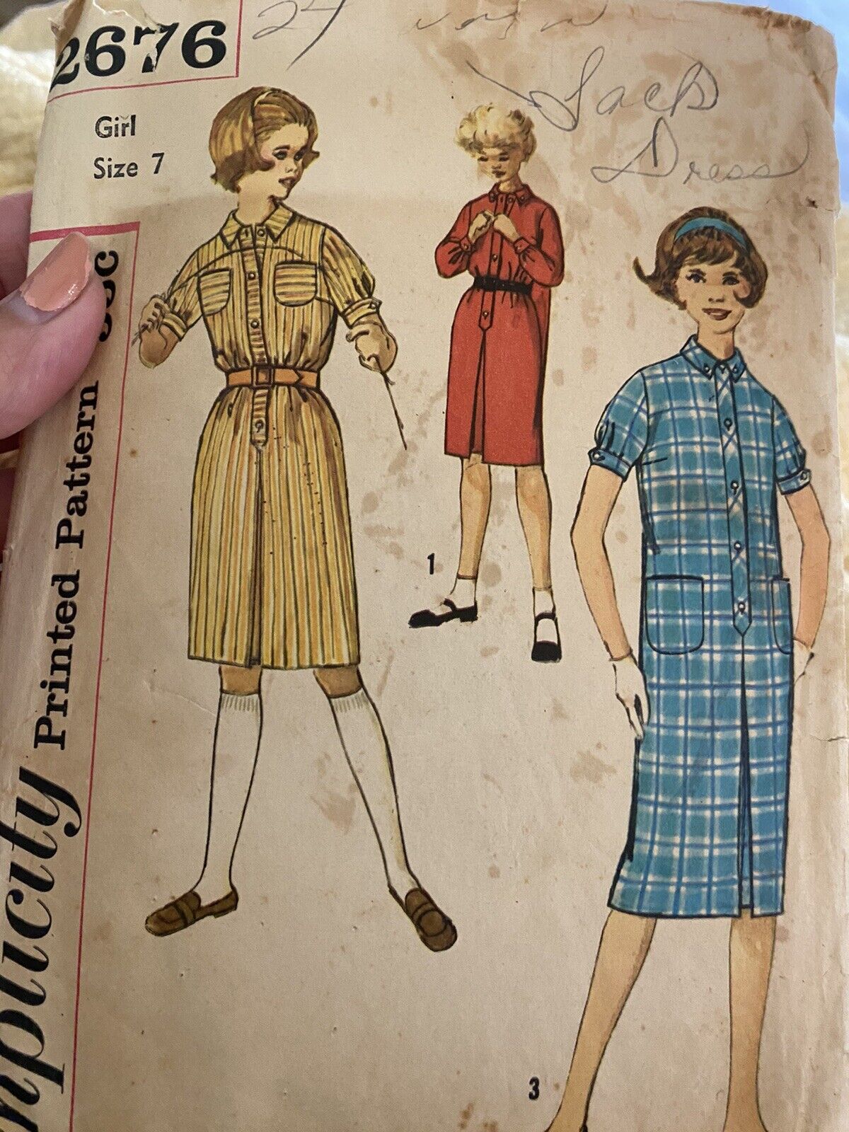Vintage 1960’s Ladies Dress Pattern 2676 Size 7 Cut And Complete 