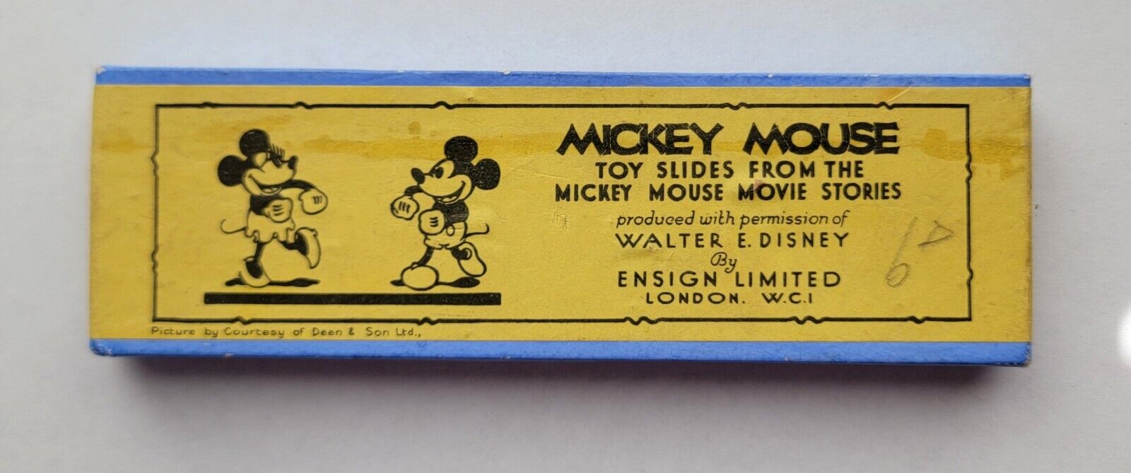 1930s Walt Disney Mickey Mouse Steps Out Magic Lantern Glass Toy Slides Rare
