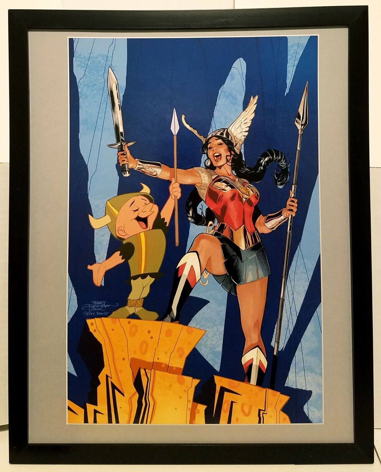 Wonder Woman & Elmer Fudd by Terry Dodson 11x14 FRAMED DC Comics Art Print Poste