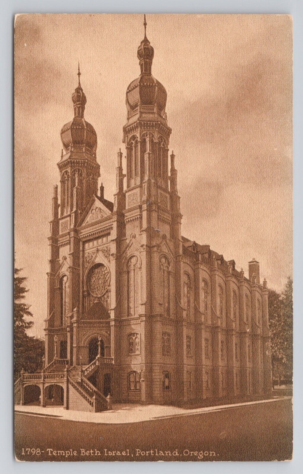 Postcard Temple Beth Israel Portland Oregon