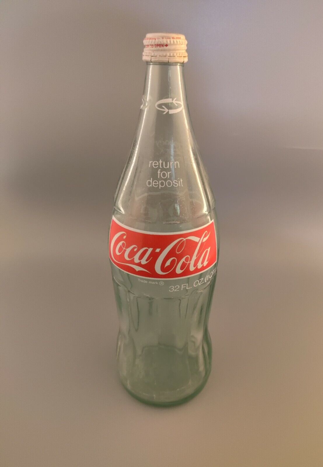 Vintage 1970's Coca-Cola Coke Bottle Green Glass 32 oz Original Screw on Cap