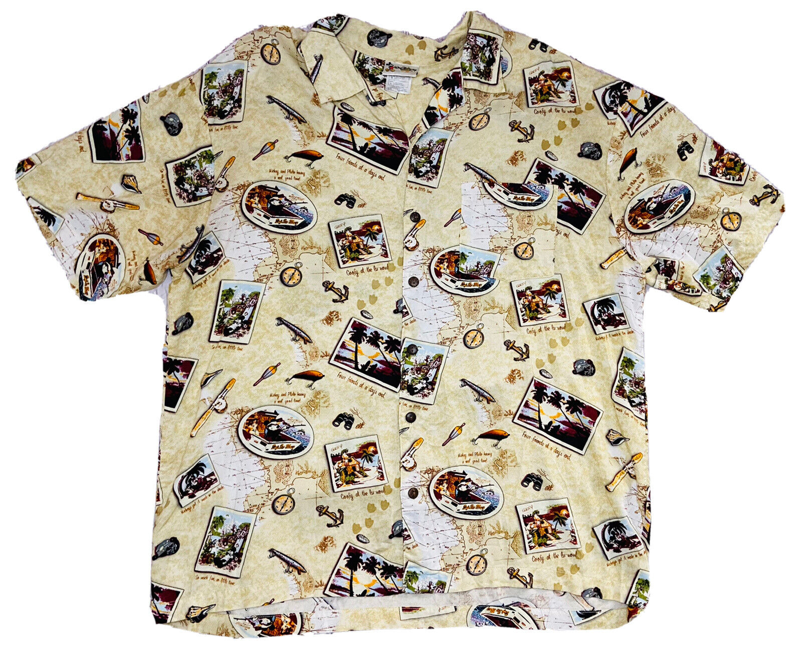 *VINTAGE* Walt Disney World Mickey Mouse Tropical Rayon Hawaiian Shirt; Size L