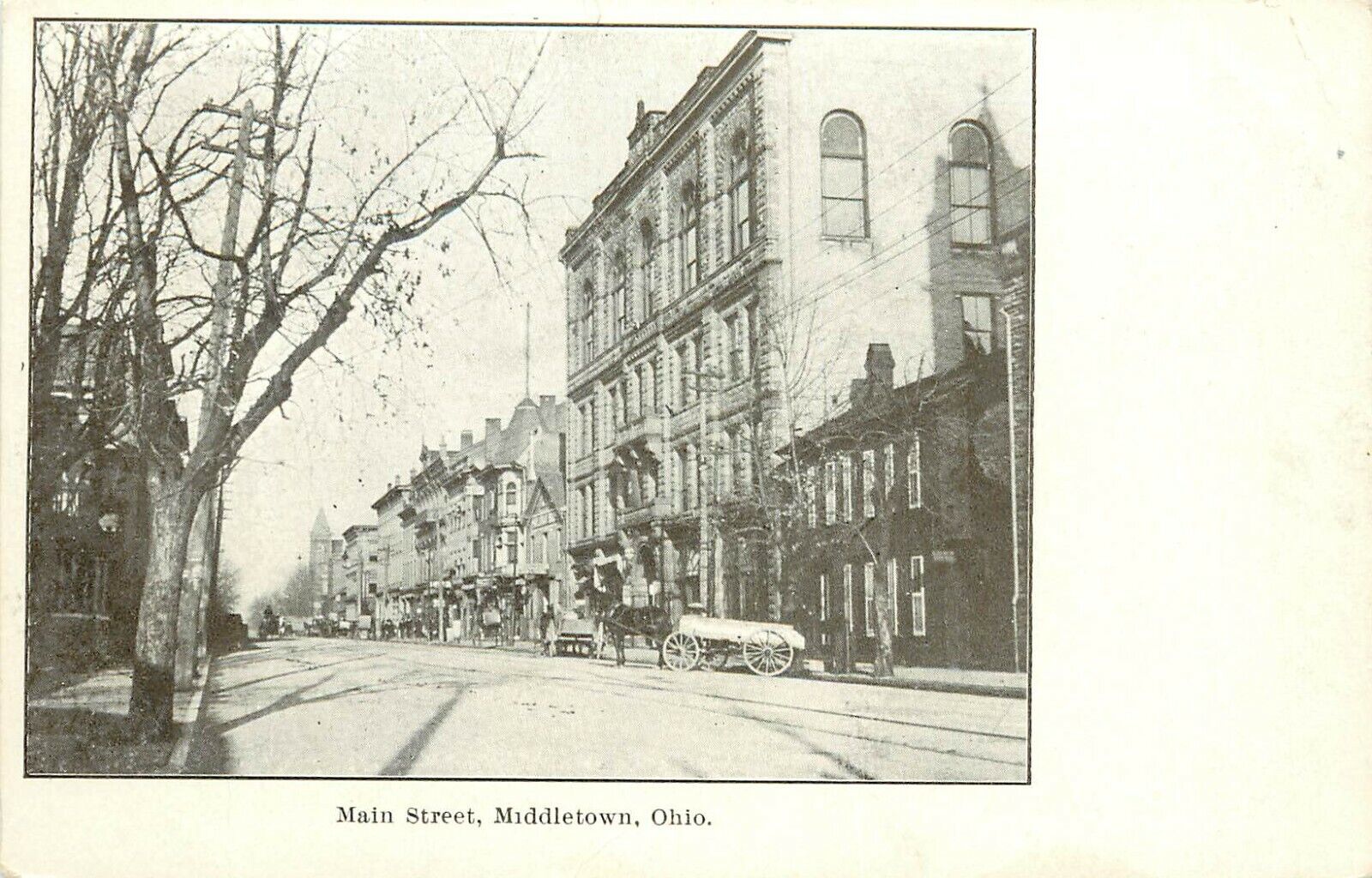 Undiv. Back Postcard Middletown OH Main Street Scene, Warren or Butler County