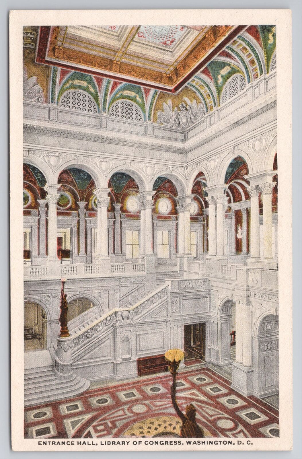 Postcard Entrance Hall Library of Congress Washington DC
