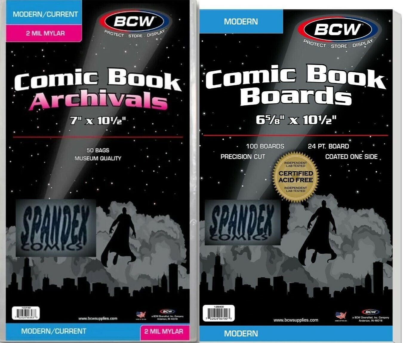 100 BCW Current Modern 2-Mil Mylar Archival's Comic Bags +100 BCW Modern Boards
