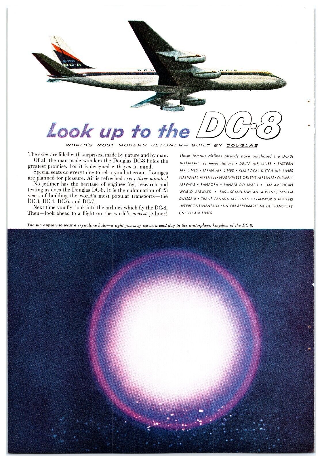 Original 1958 Douglas DC-8 Airliner - Print Advertisement (7in X 10in)