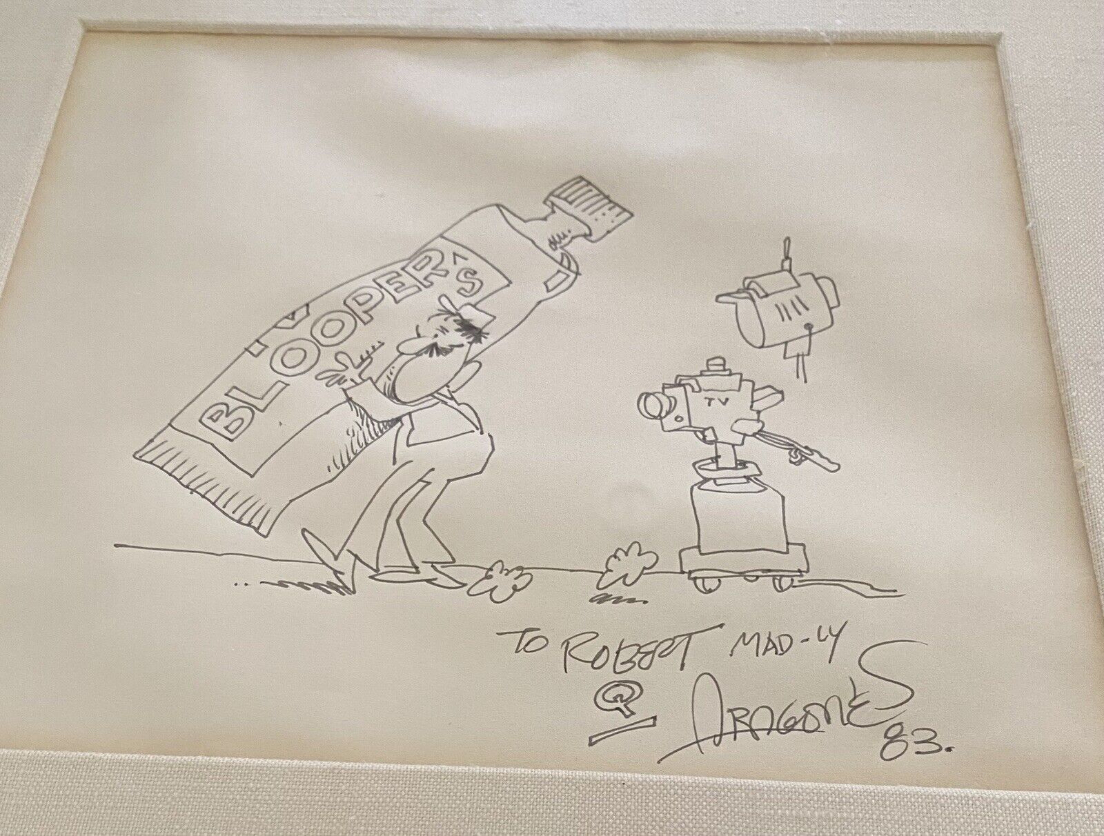 Original Mad Magazine Artist SERGIO ARAGONES Signed Original Sketch TV Bloopers