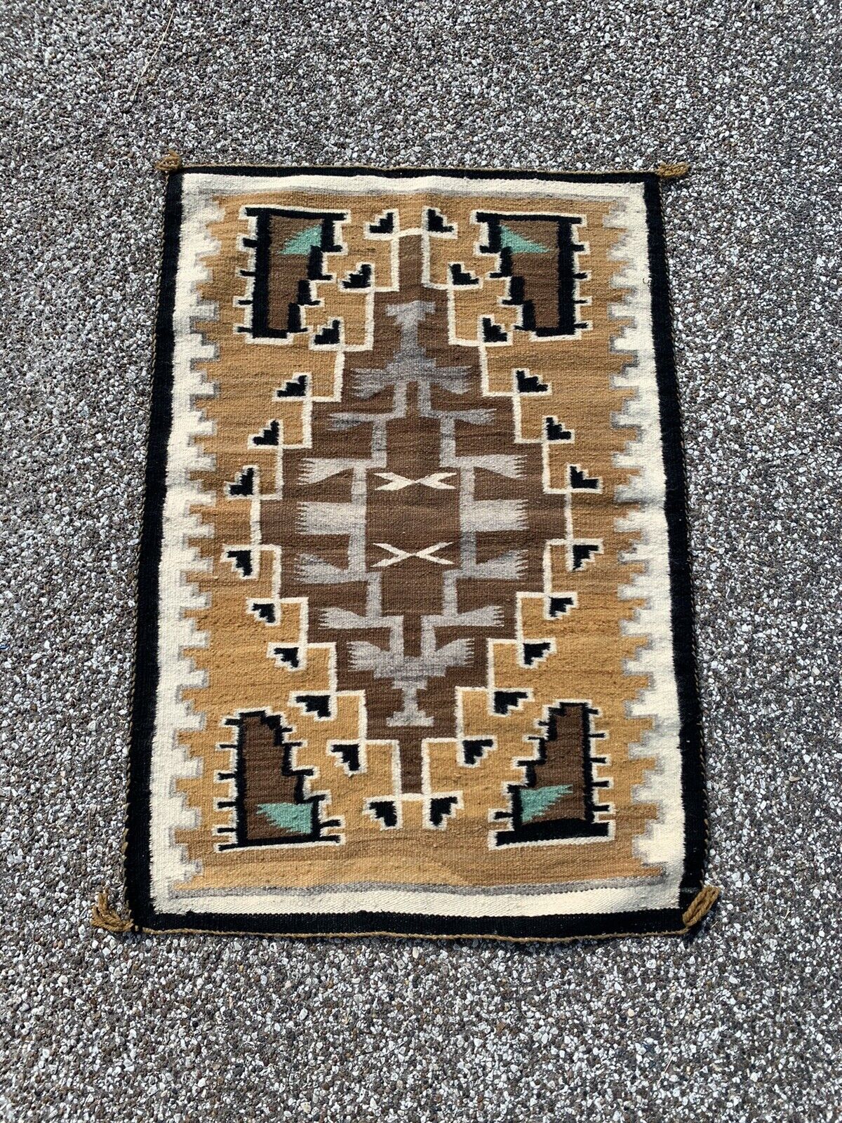 vintage Two Grey Hills rug Navajo design woven antique