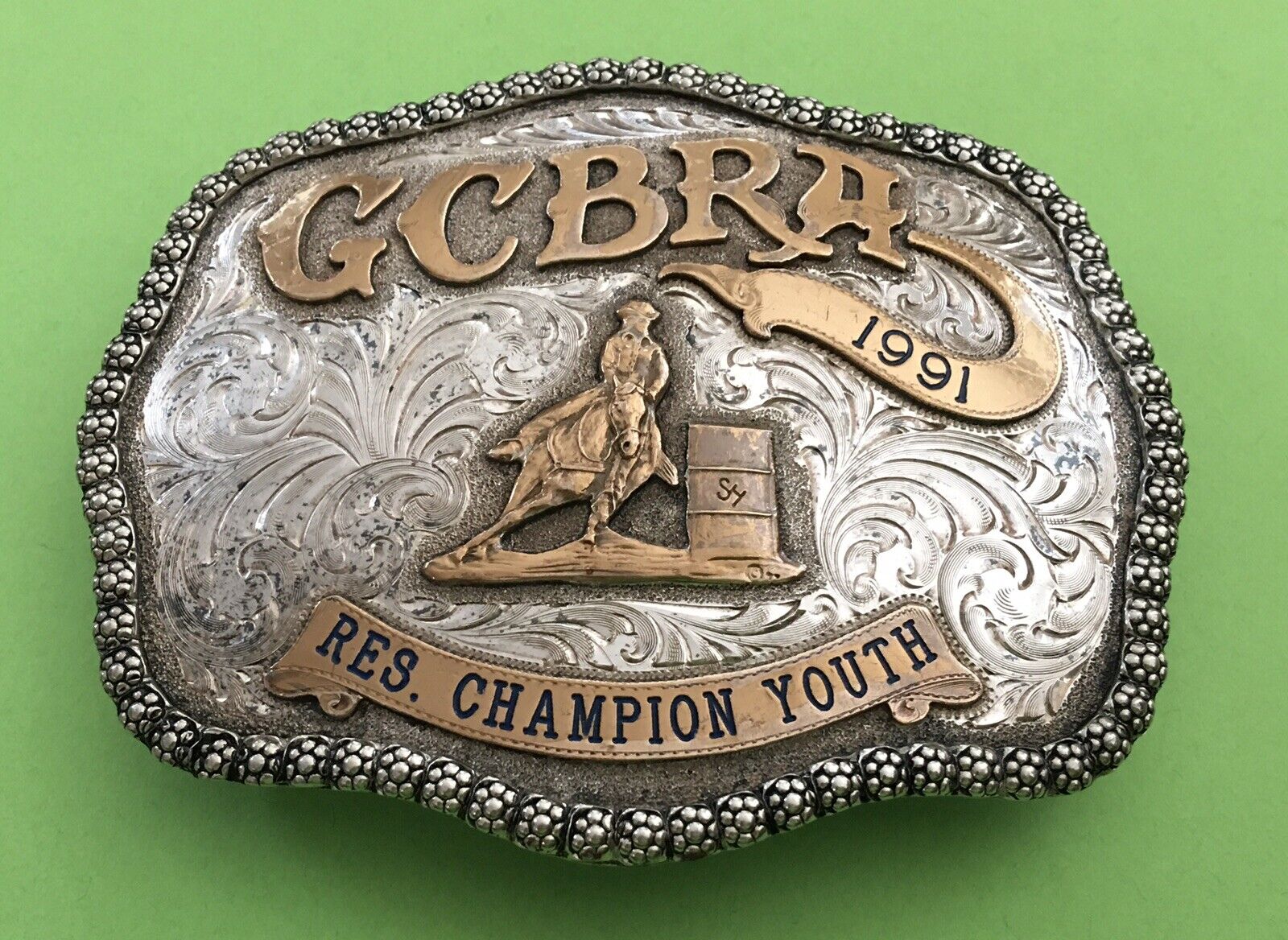 VTG Skyline Sterling Silver 1991 GCBRA Gulf Coast Champion Trophy Belt Buckle