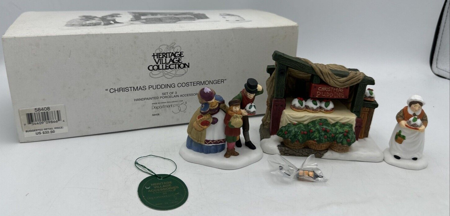 Department 56 Christmas Pudding Costermonger #58408 Vintage 1997 Set Of 3