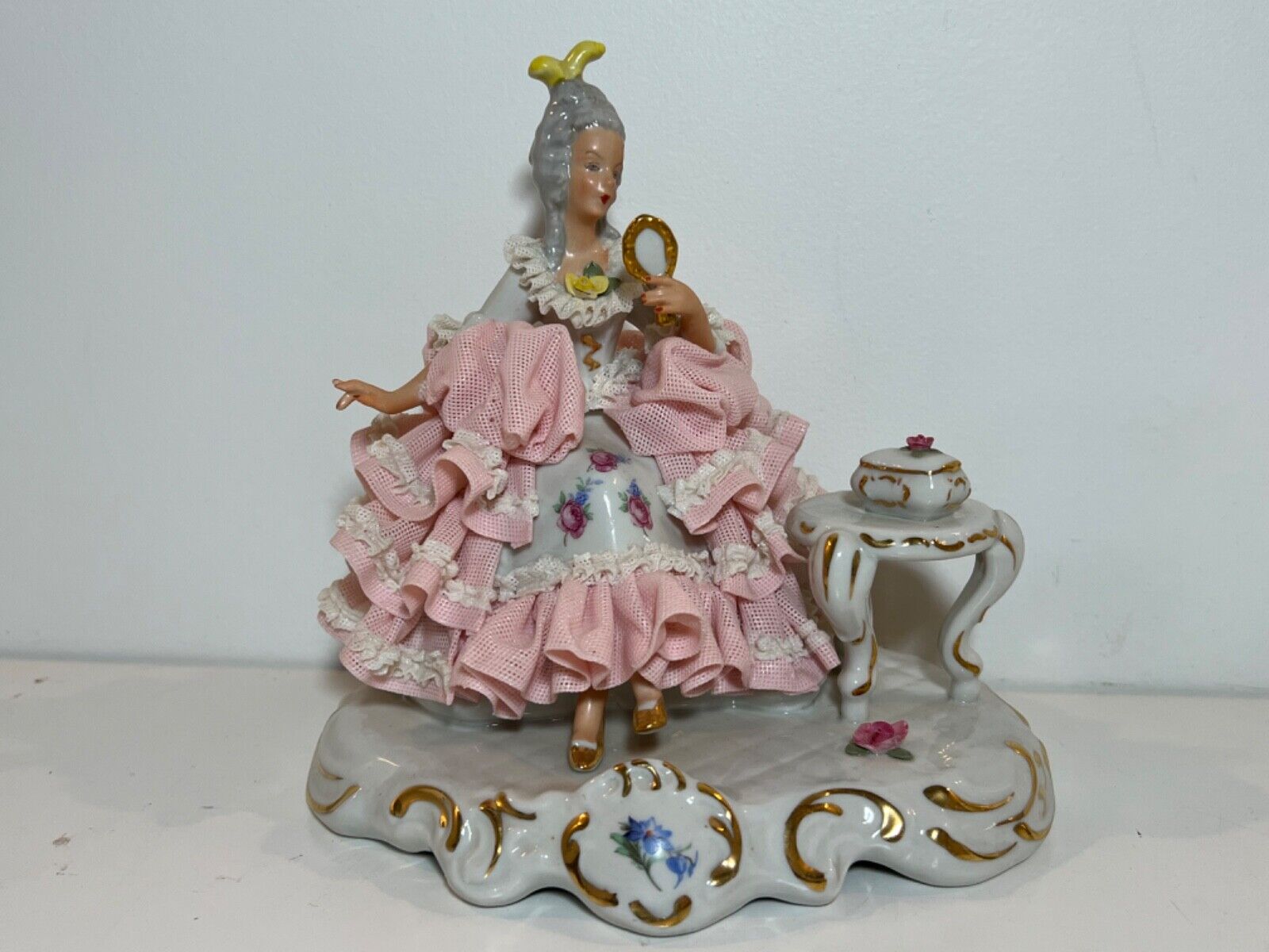 Vintage Sandizell Dresden Porcelain Lace Woman Figurine