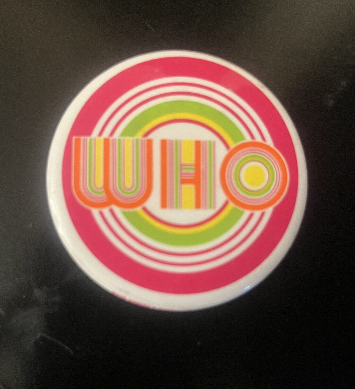 The WHO Button Size 2.5 Inches Vintage Circa 1970’s Mod Pinback Badge RARE