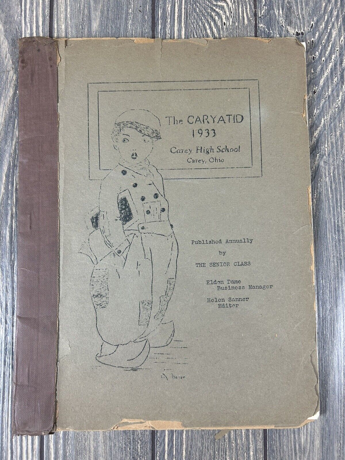 Vintage 1933 The Caryatid Carey High School Carey Ohio Yearbook