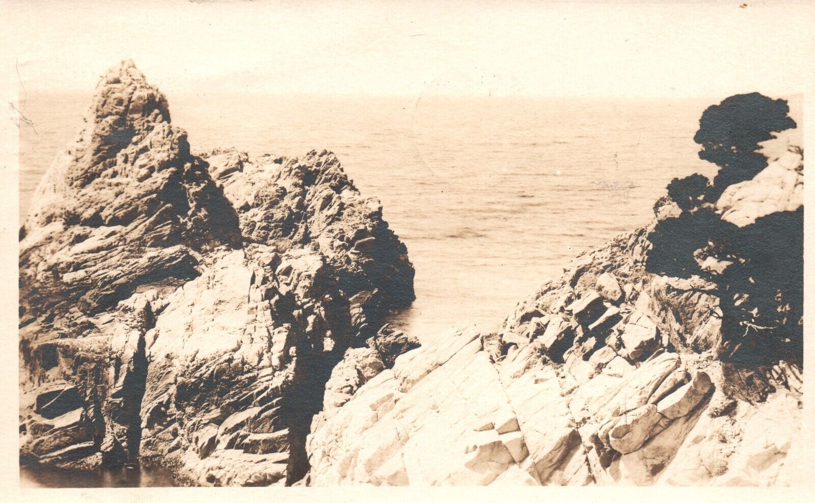 Postcard 1927 Real Photo Cliffs with Ocean in Background California RPPC