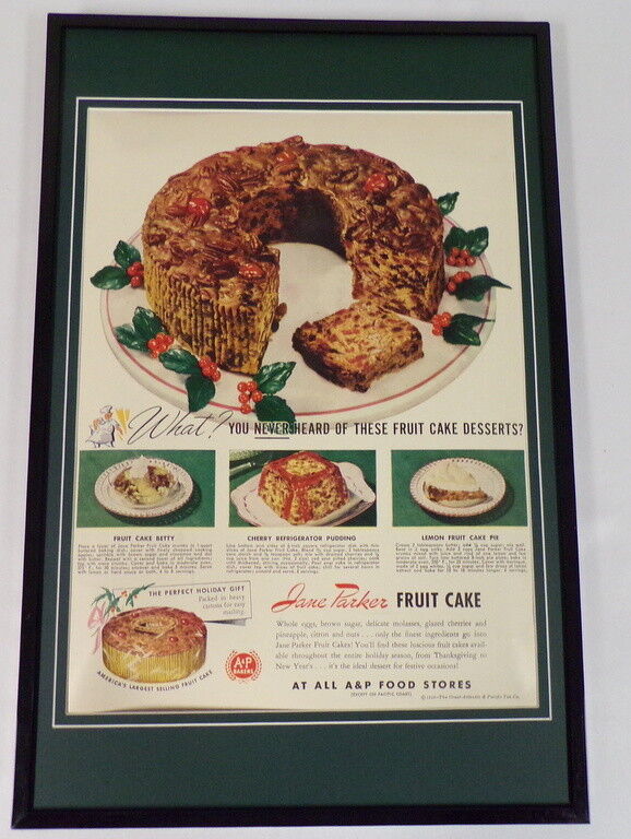 1942 Jane Parker Fruit Cake Framed 11x17 ORIGINAL Advertising Poster