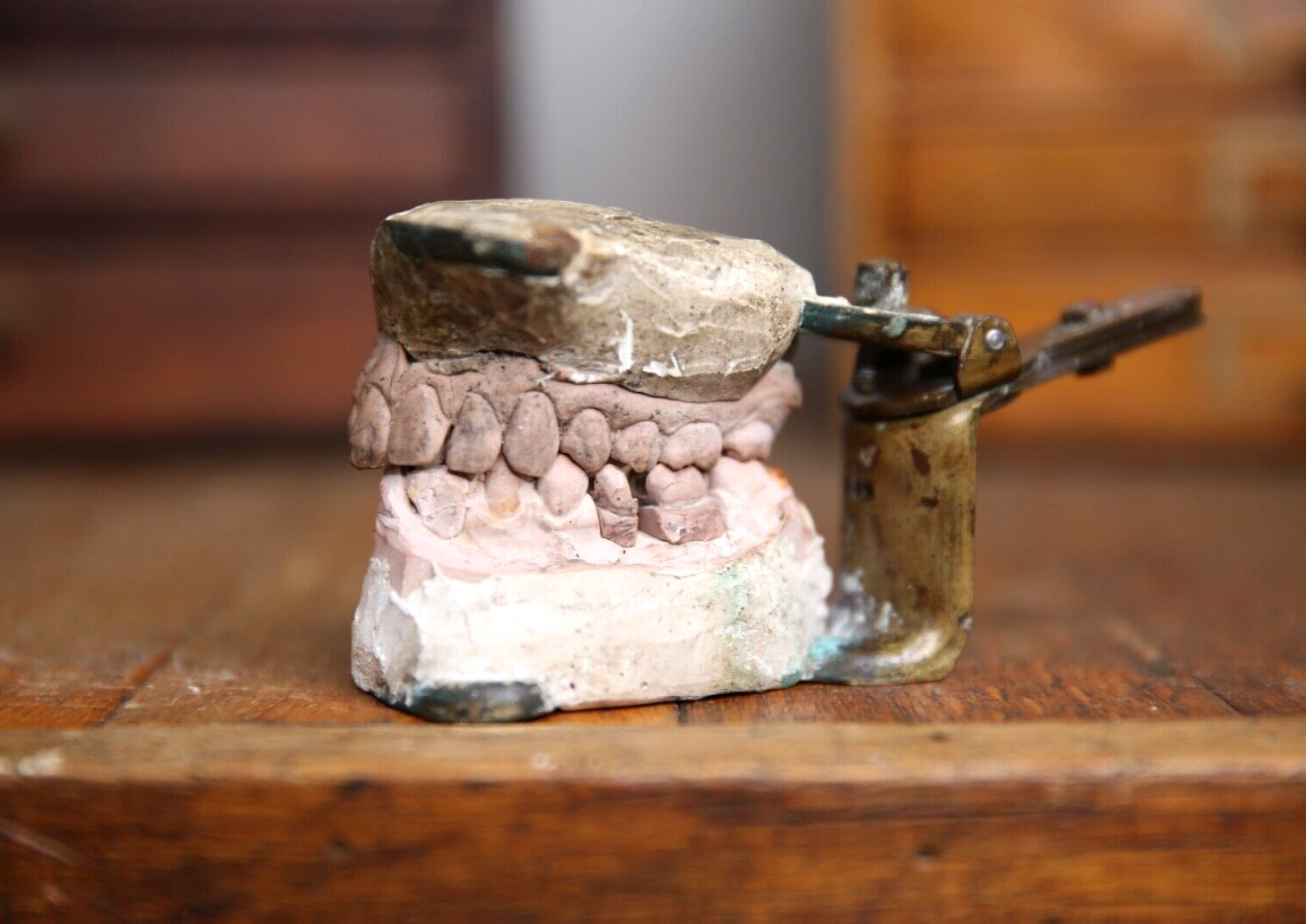 Antique Dental Teeth brass denture mold Dentist Medical Tool Oddity vintage