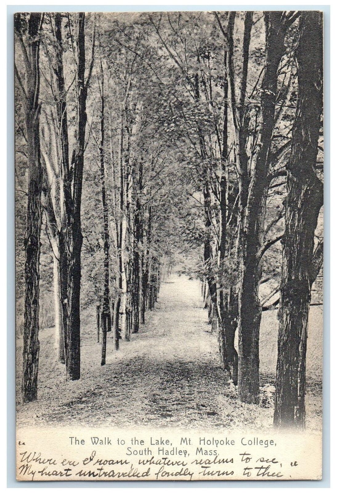 1909 A Walk To The Lake Mount Holyoke College South Hadley MA Posted Postcard