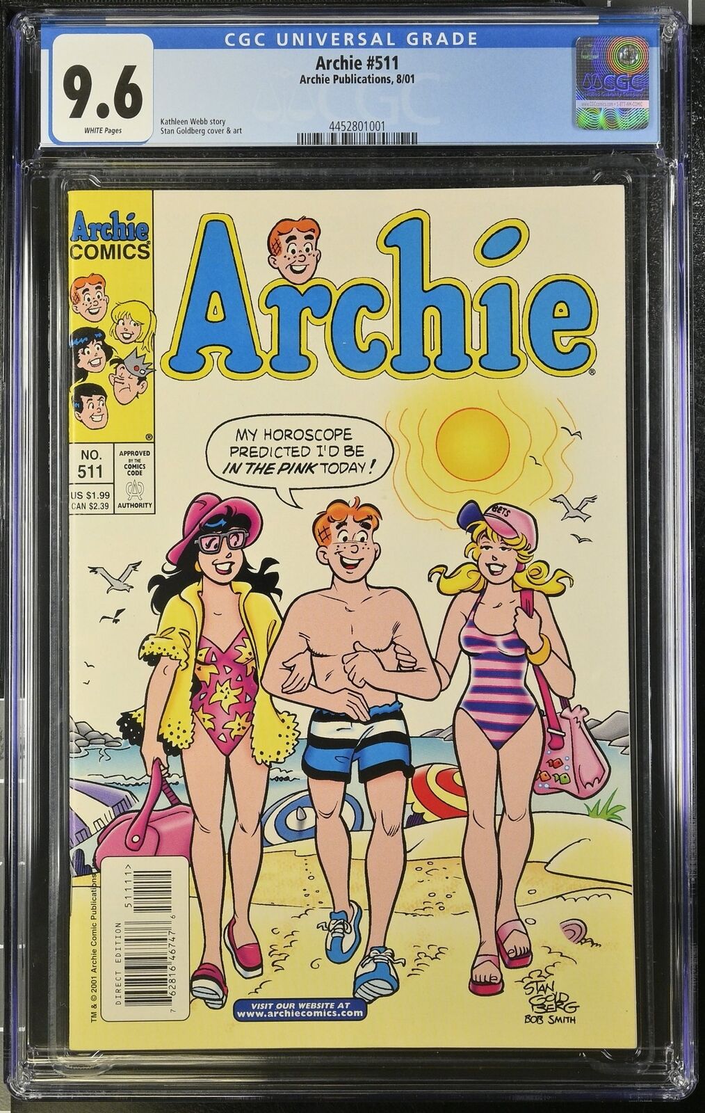Archie Comics #511 CGC NM+ 9.6 White Pages Classic Innuendo Cover In the Pink