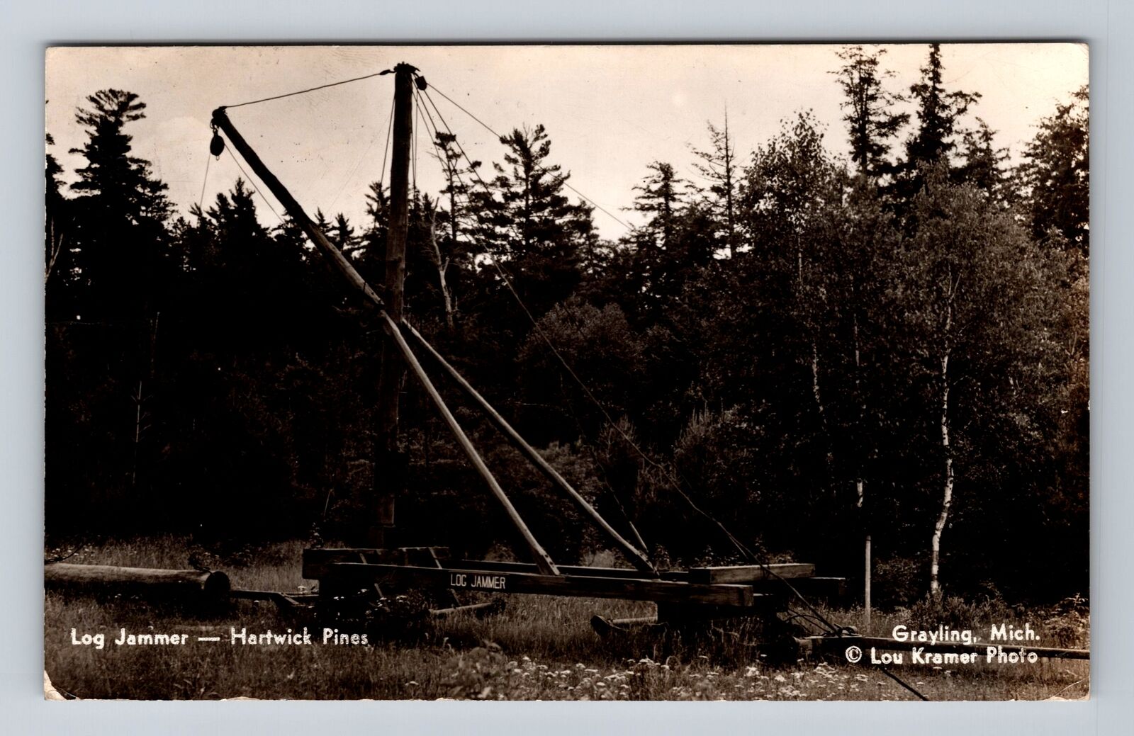 Grayling MI-Michigan, RPPC, Hartwick Pines, Log Jammer, Vintage Postcard