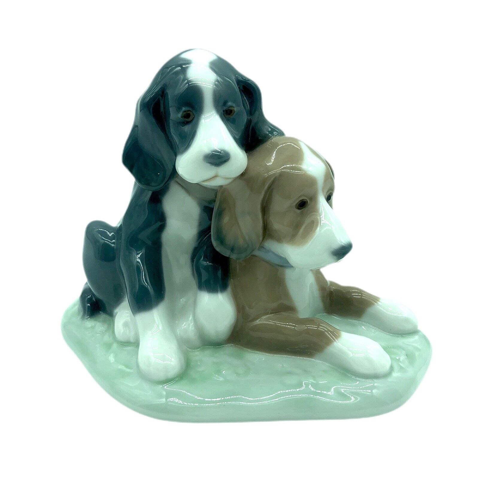 Lladro NAO 1046 Pair Of Dogs Two Pups Puppies Sitting Cuddling Spain