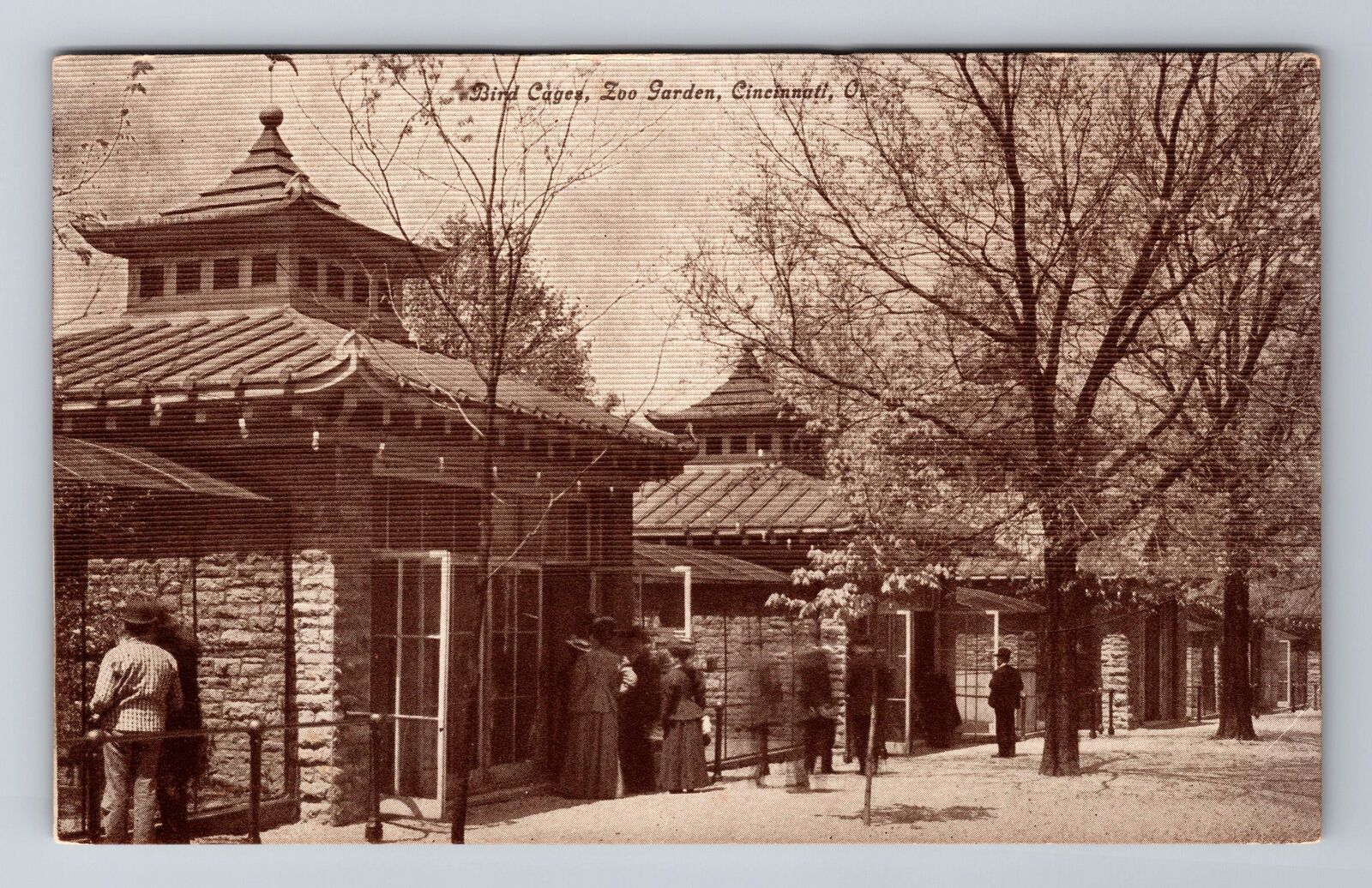 Cincinnati OH-Ohio, Zoo Garden Bird Cages, Antique Vintage Souvenir Postcard