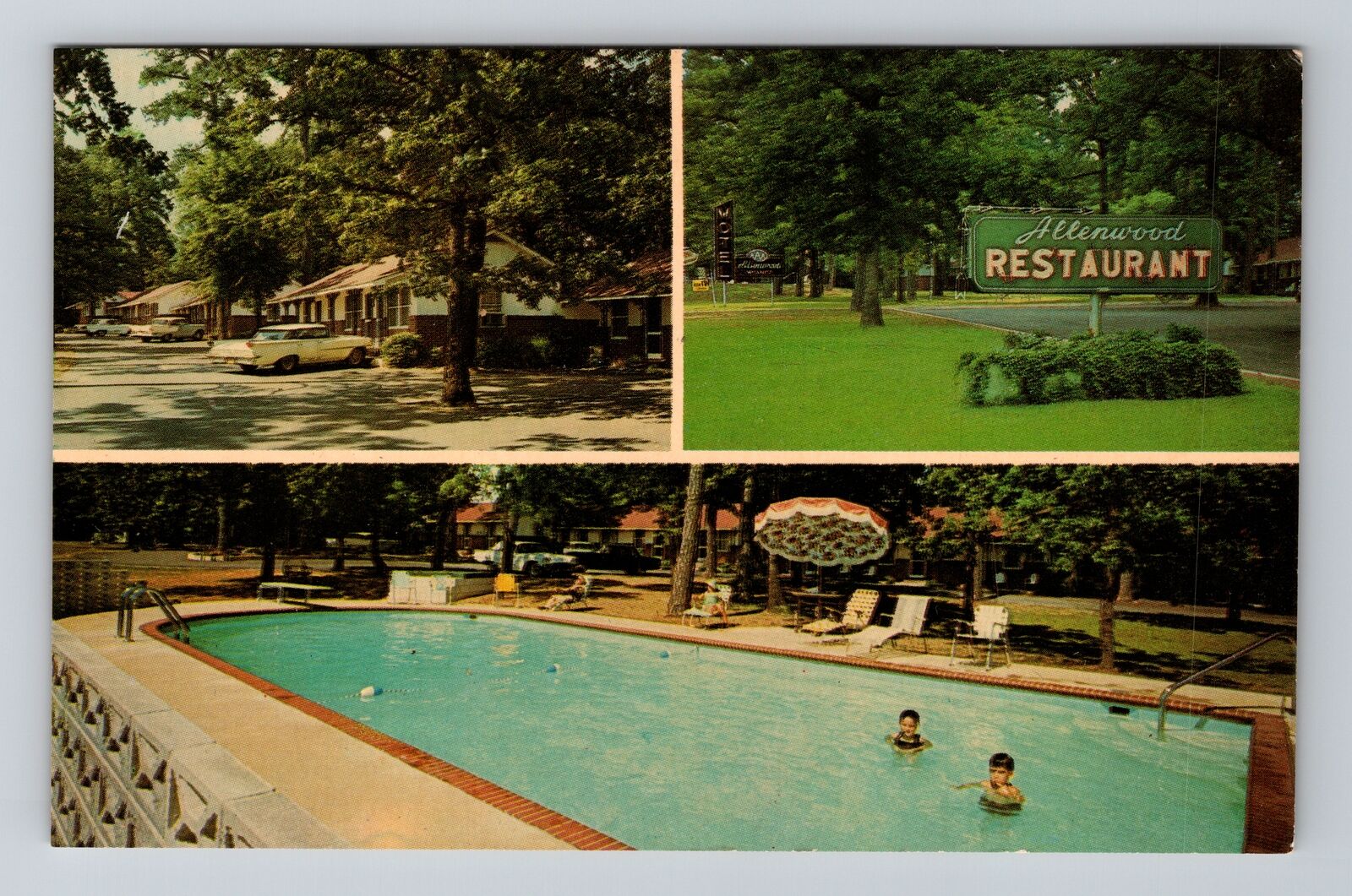 Louisville GA-Georgia, Allenwood Motel/ Restaurant, Advertising Vintage Postcard