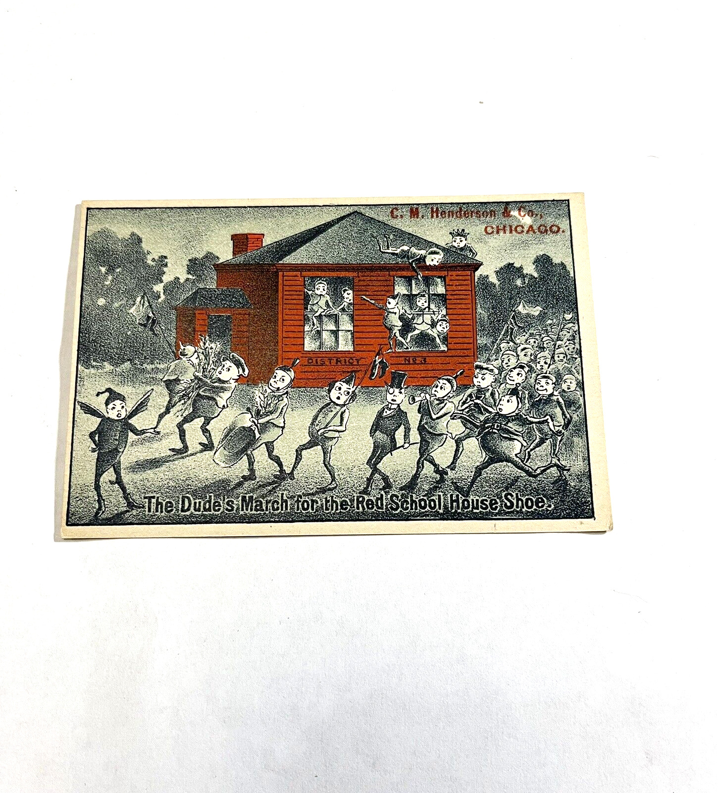 Little Red Schoolhouse Shoes Trade Card 1800s Afton MN BROWNIES Parade Minnesota