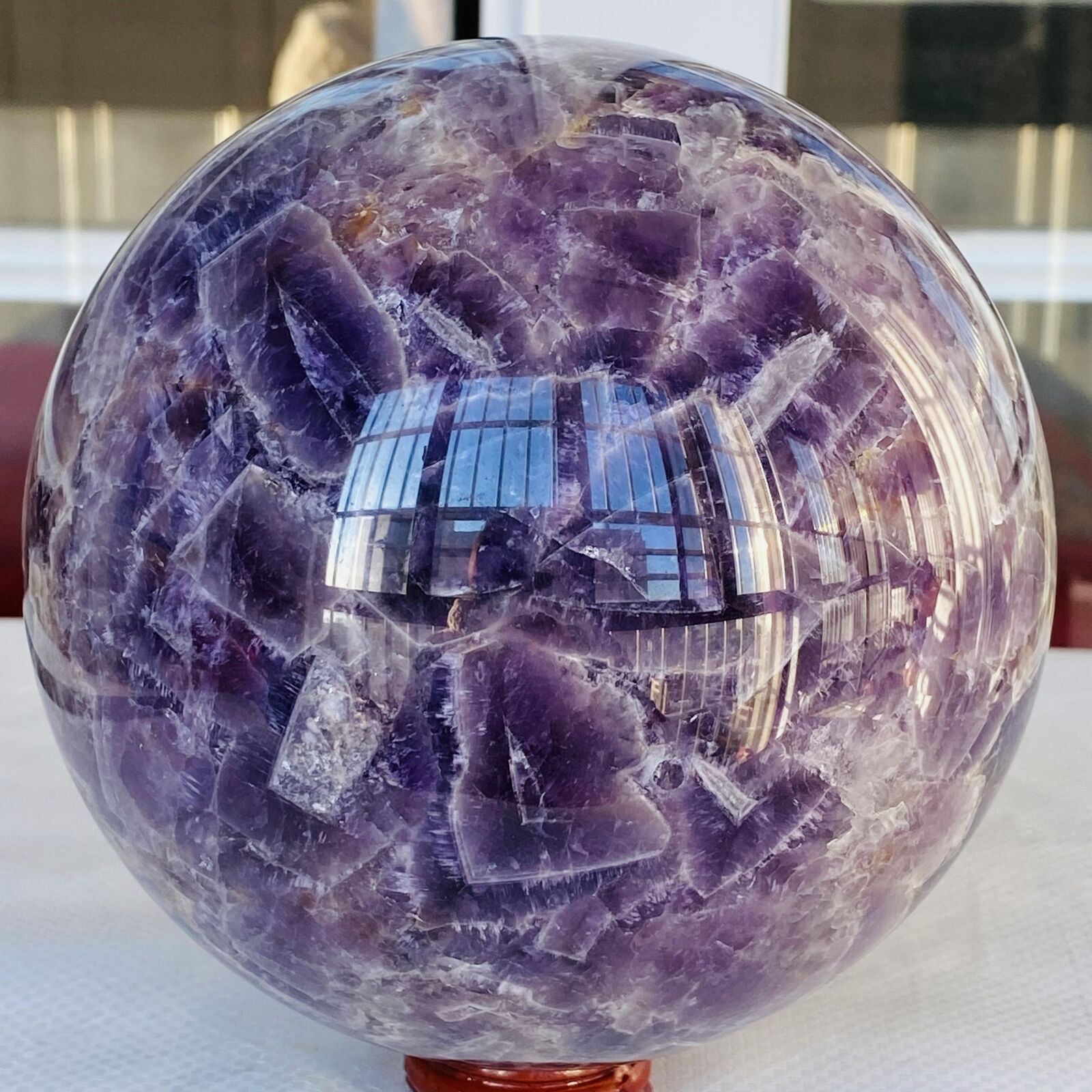 3400g Natural Dream Amethyst Quartz Crystal Sphere Ball Healing