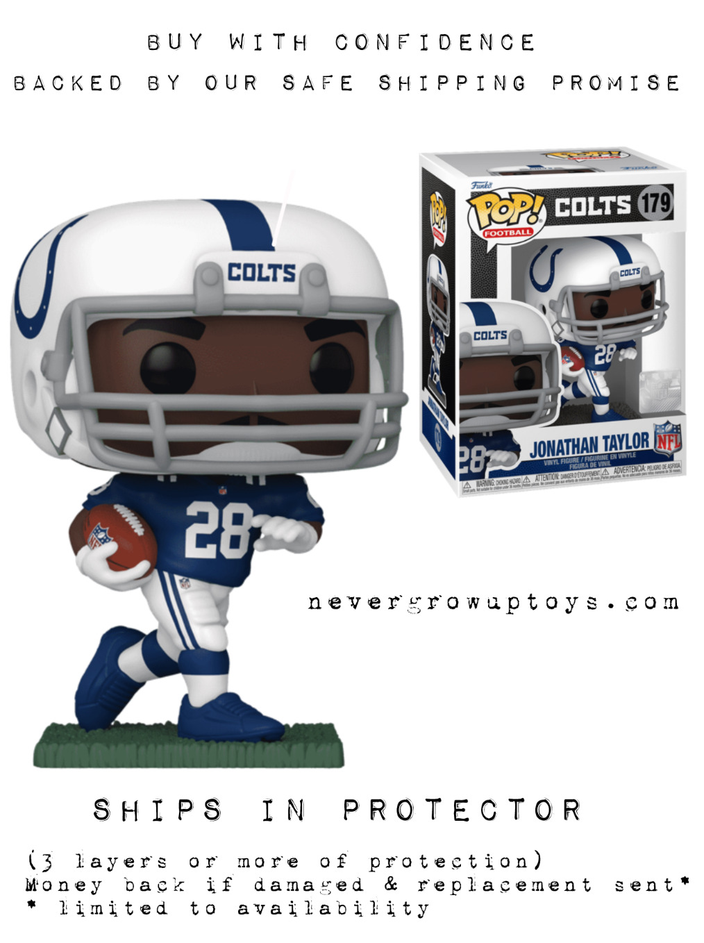 FUNKO POP NFL: Colts - Jonathan Taylor Figure w/ Protector