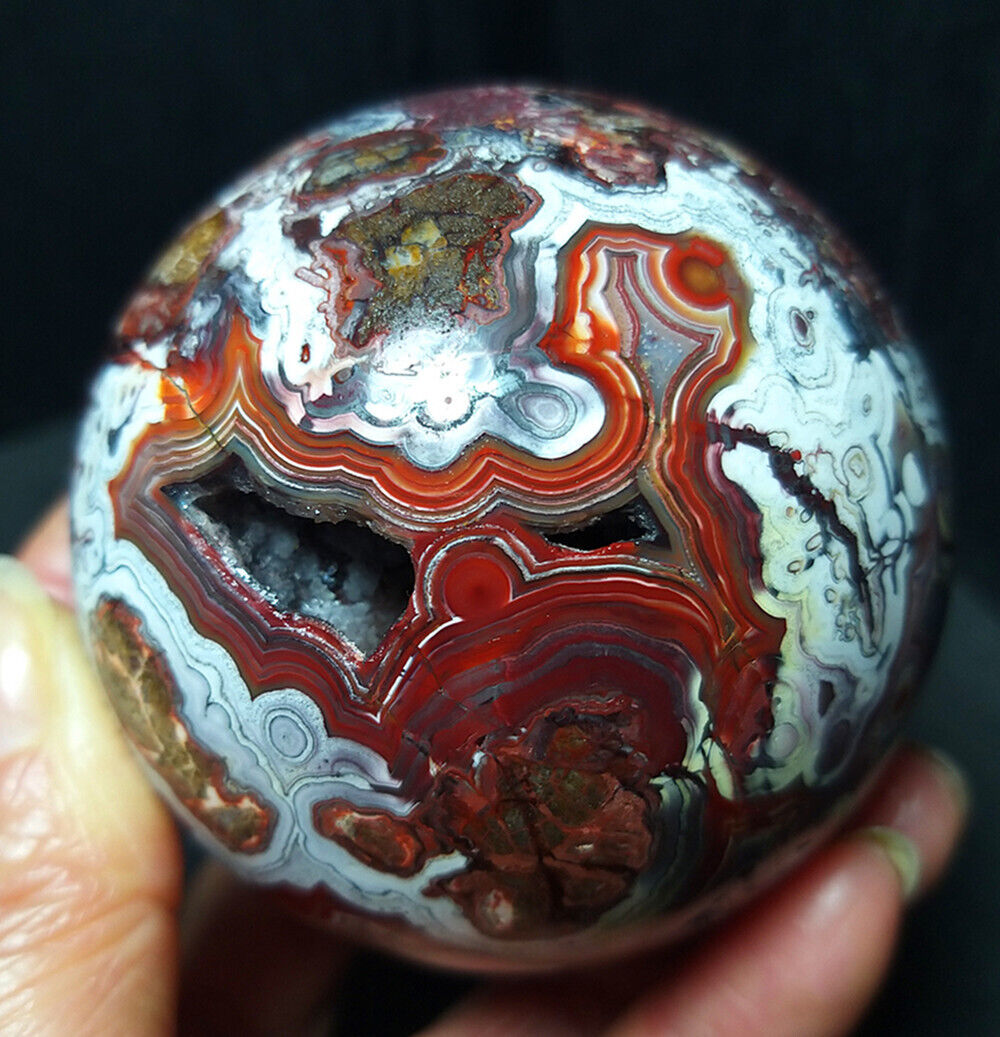 TOP 421.G Natural Polished Mexico Banded Agate Crystal Sphere Ball Healing WD782