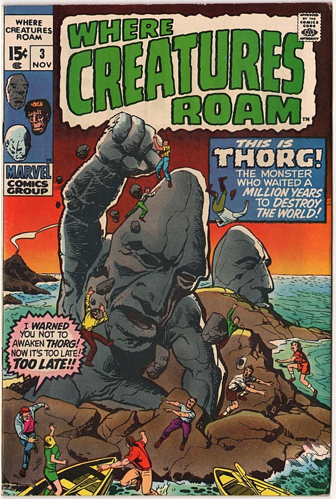 WHERE CREATURES ROAM # 3 Thorg The Unbelievable By JACK KIRBY Nice Copy