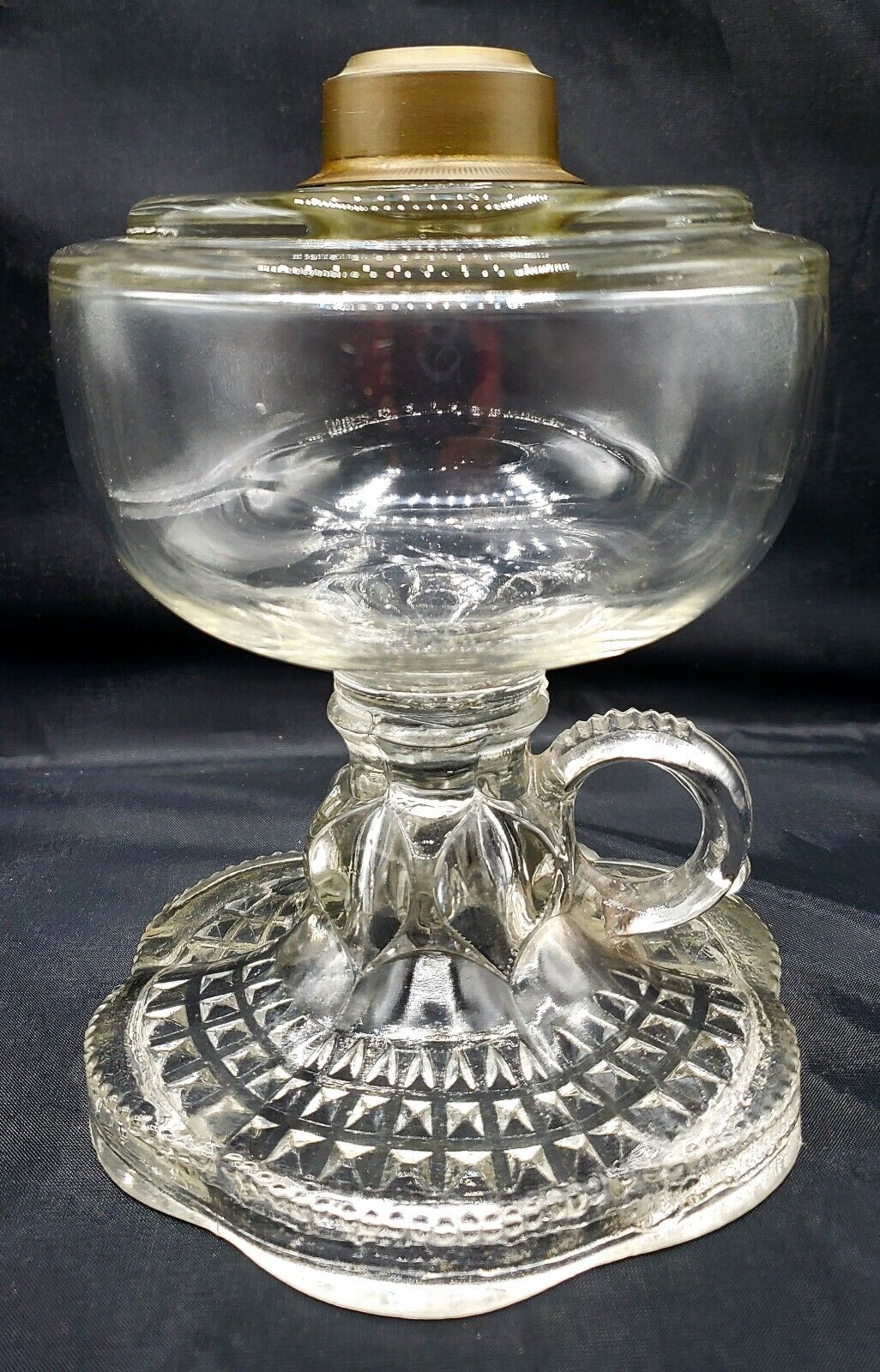Oil Hand Lamp c.1890s EAPG Dalzell, Gilmore & Leighton Glass Teardrop Eyewinker
