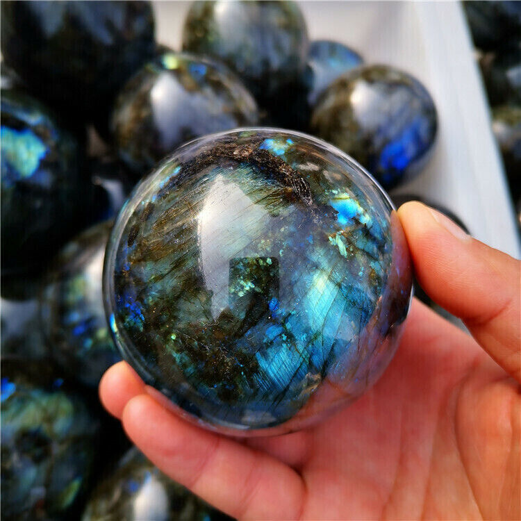 TOP 50mm+Natural rainbow labradorite sphere  quartz crystal ball gem healing 1PC